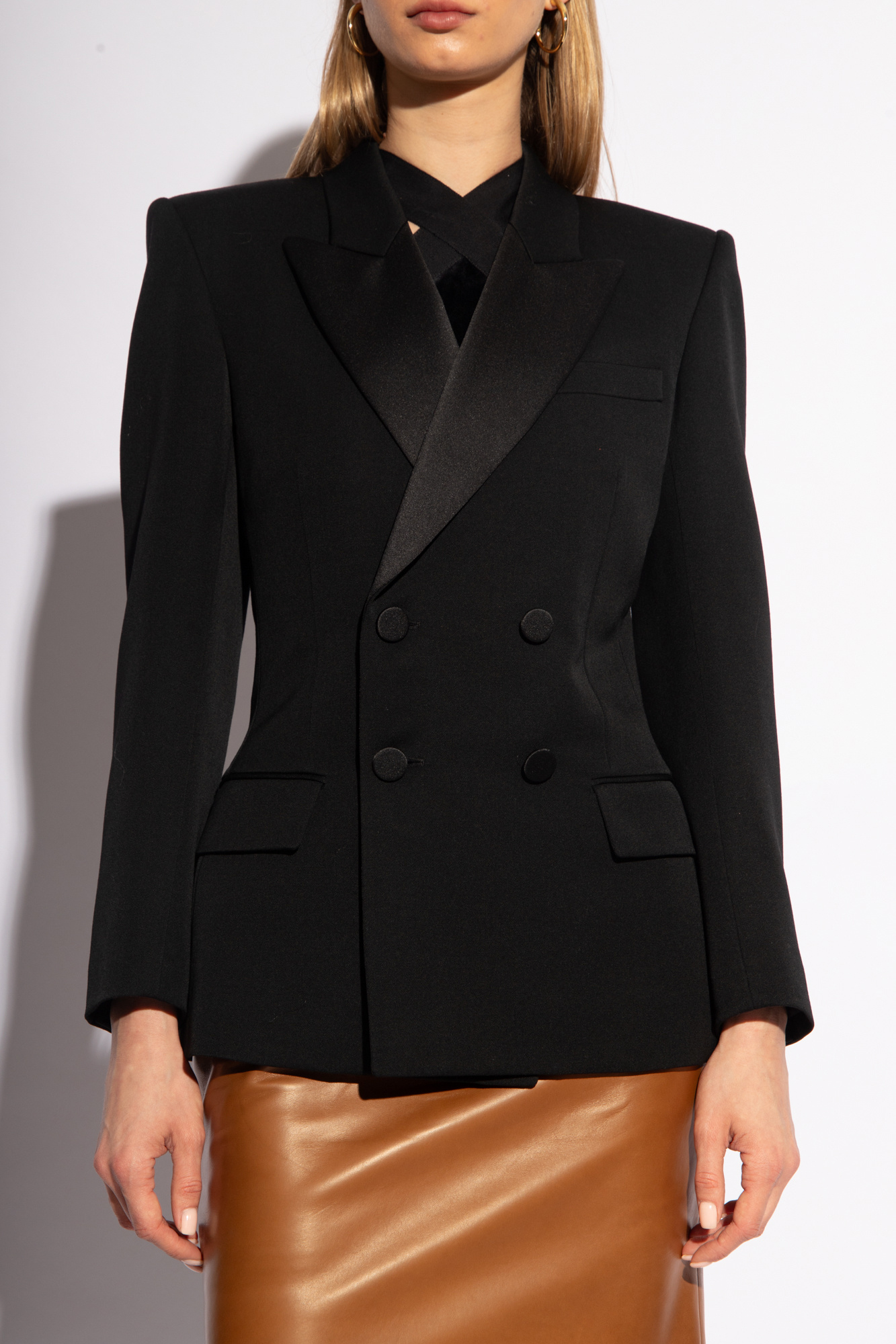 ジャケット SAINT LAURENT BLACK WOOL BLAZER Double-breasted wool blazer in black - Saint Laurent | Mytheresa